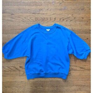 Anthropologie Pilcro The Niki Embroidered Bubble Sweatshirt Blue Size Medium
